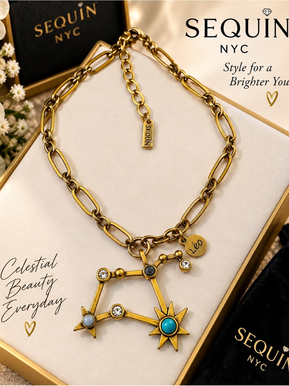 Gold Leo Constellation Necklace - Gold
